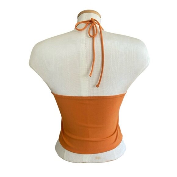 Garage Clothing Orange Halter Crop Top Women’s Size Medium - Picture 4 of 4